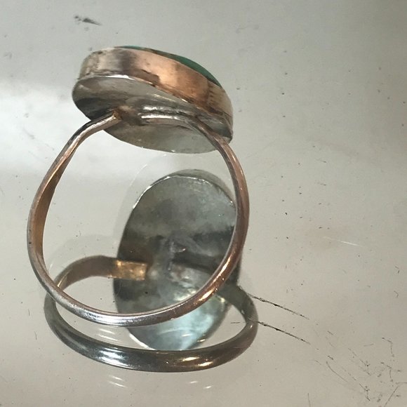 Genuine Turquoise Ring Size 13 Solid Sterling Silver Mountain Pilot 925 Handmade - Picture 4 of 8